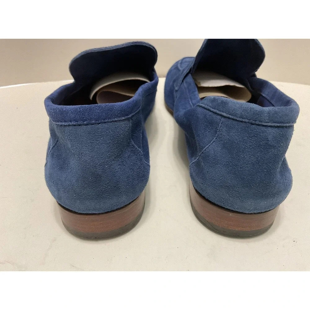 M.Gemi Blue Suede Penny Loafers Made in Italy Size 39 Mens Slip On Shoes